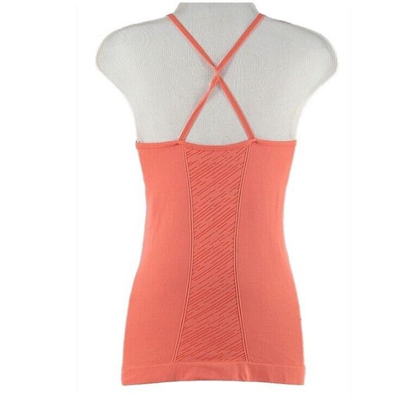 Champion Sz S Peach Nylon Spandex Criss Cross Back Active Wear Top - Picture 2 of 5